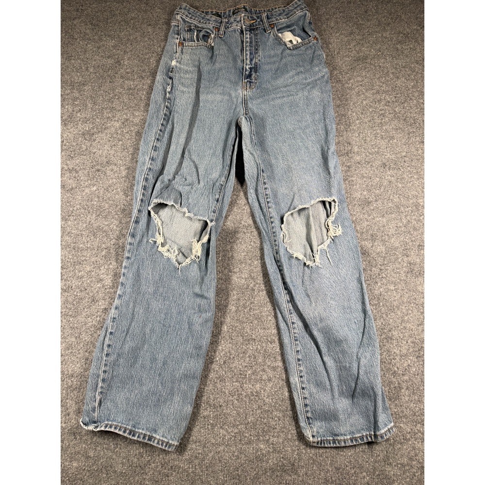 Wild Fable Highest-Rise Baggy Jeans Womens 8/29R Blue Denim Distressed Wide Leg